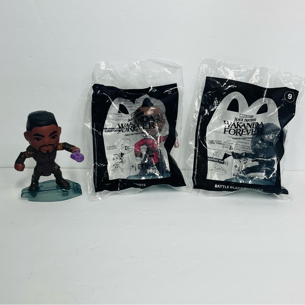 McDonalds Black Panther Wakanda Forever Happy Meal Toy Lot Okoye MBaku 3pc